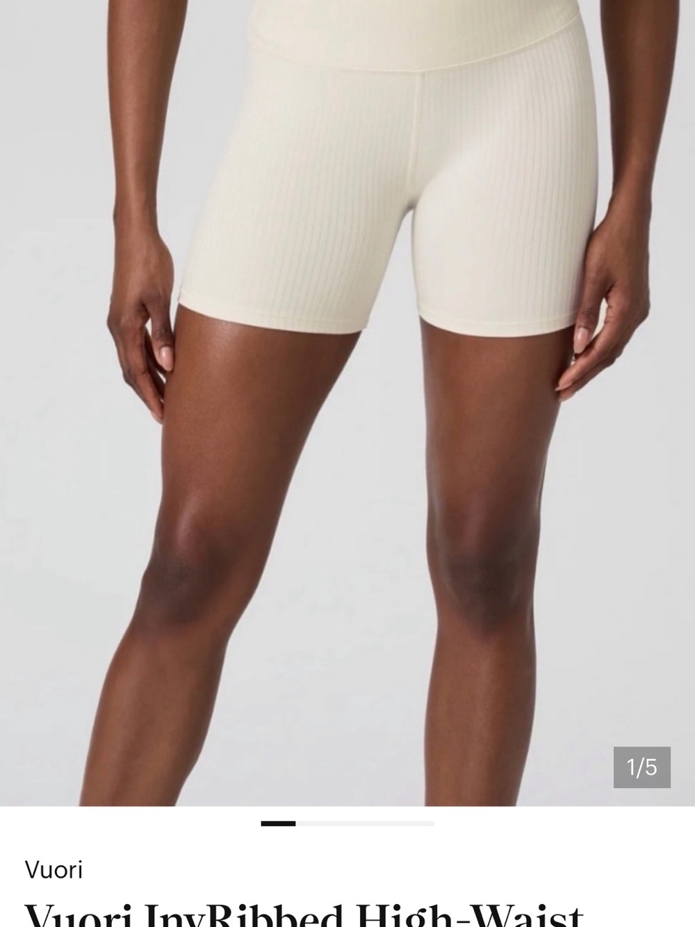 Vuori Inversion Ribbed High-Waist Bike Shorts in Ivory